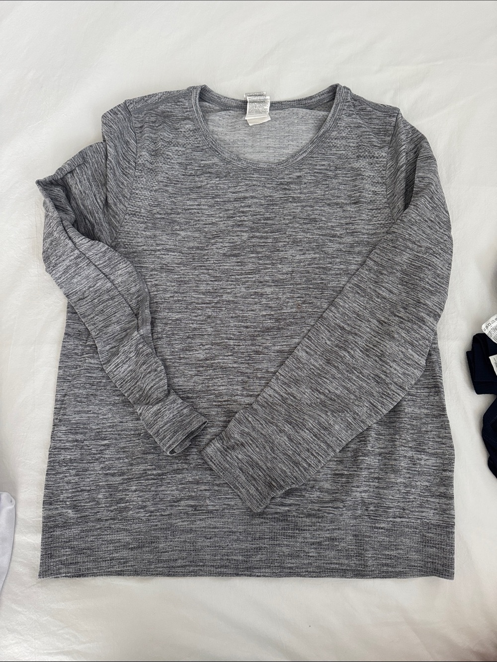 Athleta Gray Long-Sleeve Crewneck Top